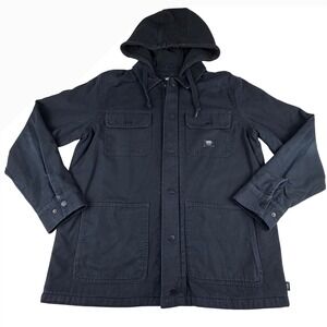 Vans Off the Wall Drill Chore Coat Jacket Mens M Canvas Black Zip Hooded Lined